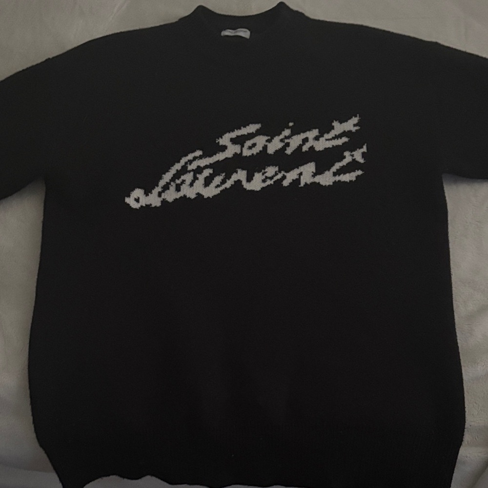 Saint Laurent Black and White Crewneck Sweater